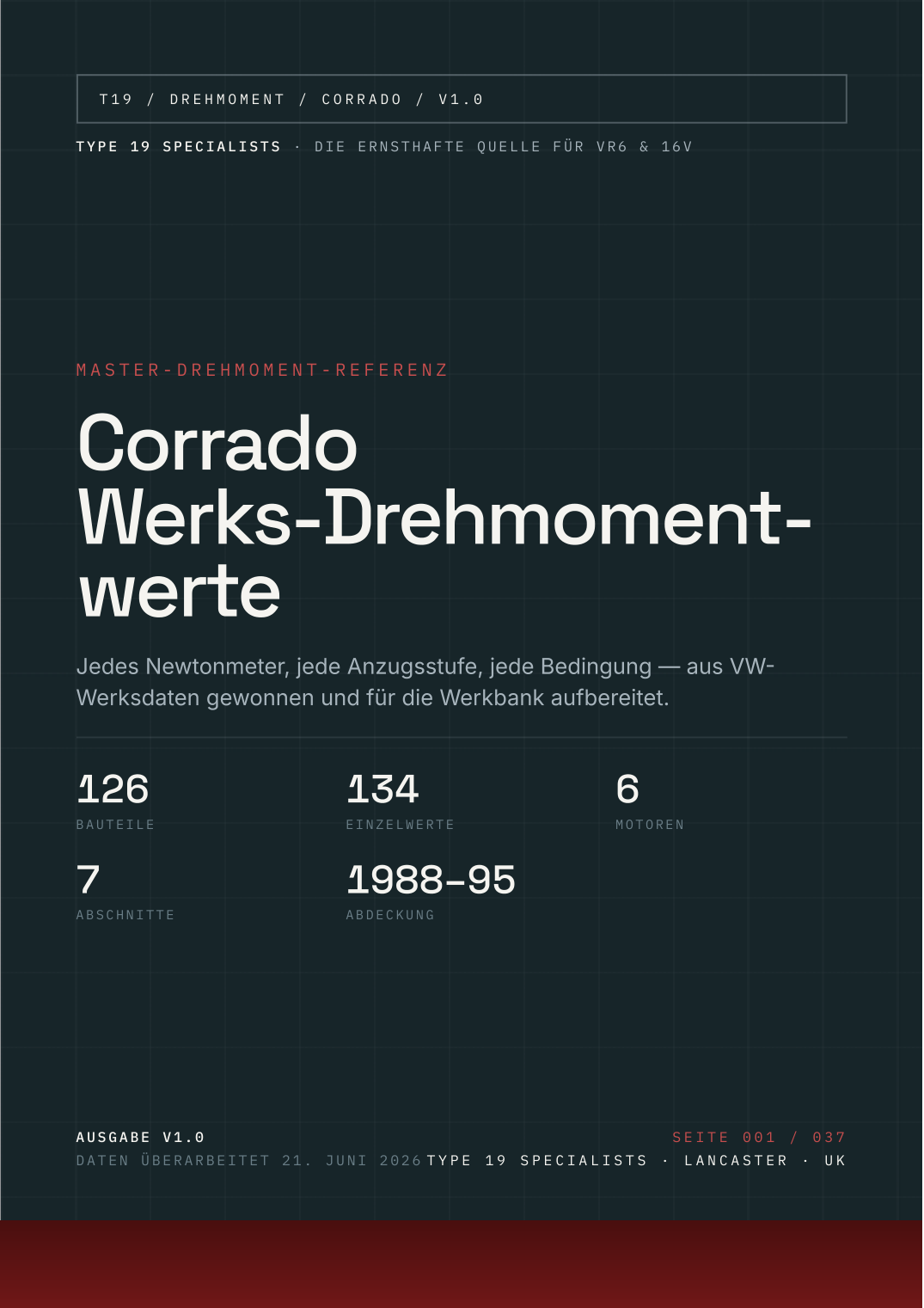 Corrado Werks-Drehmoment-Referenz — Titelseite