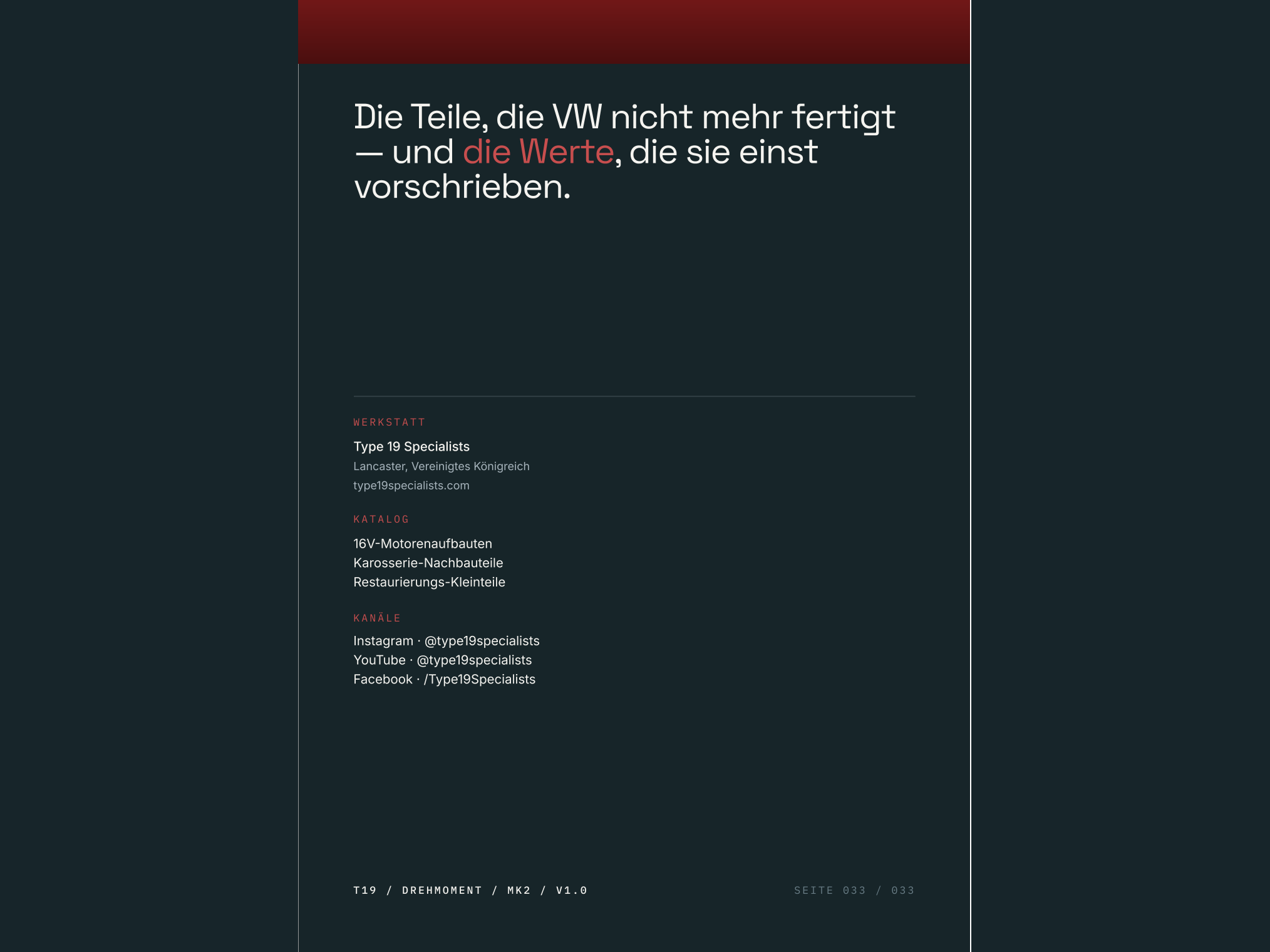 Mk2 Golf Werks-Drehmoment-Referenz — Rückseite
