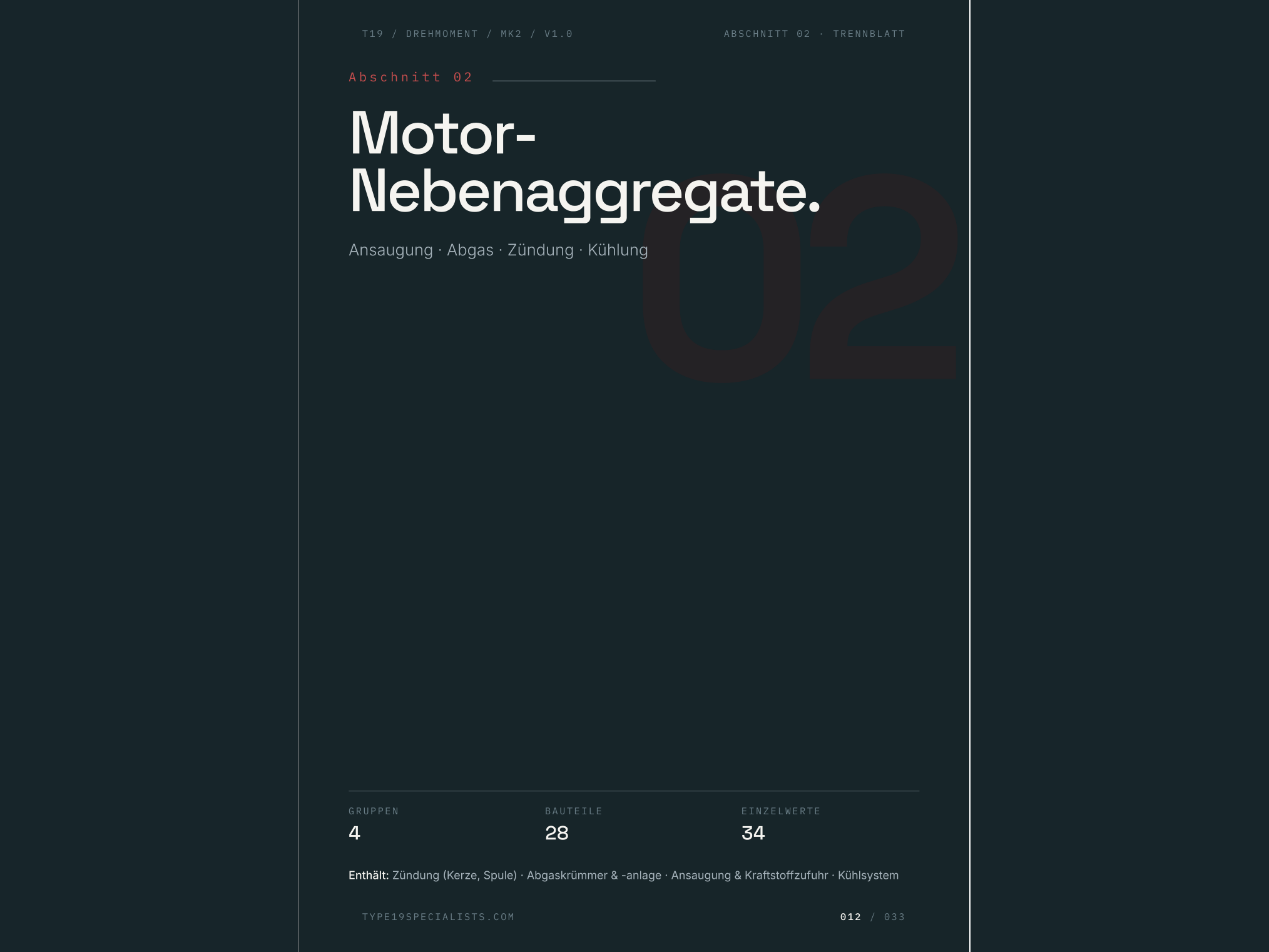 Mk2 Golf Werks-Drehmoment-Referenz — Doppelseite innen