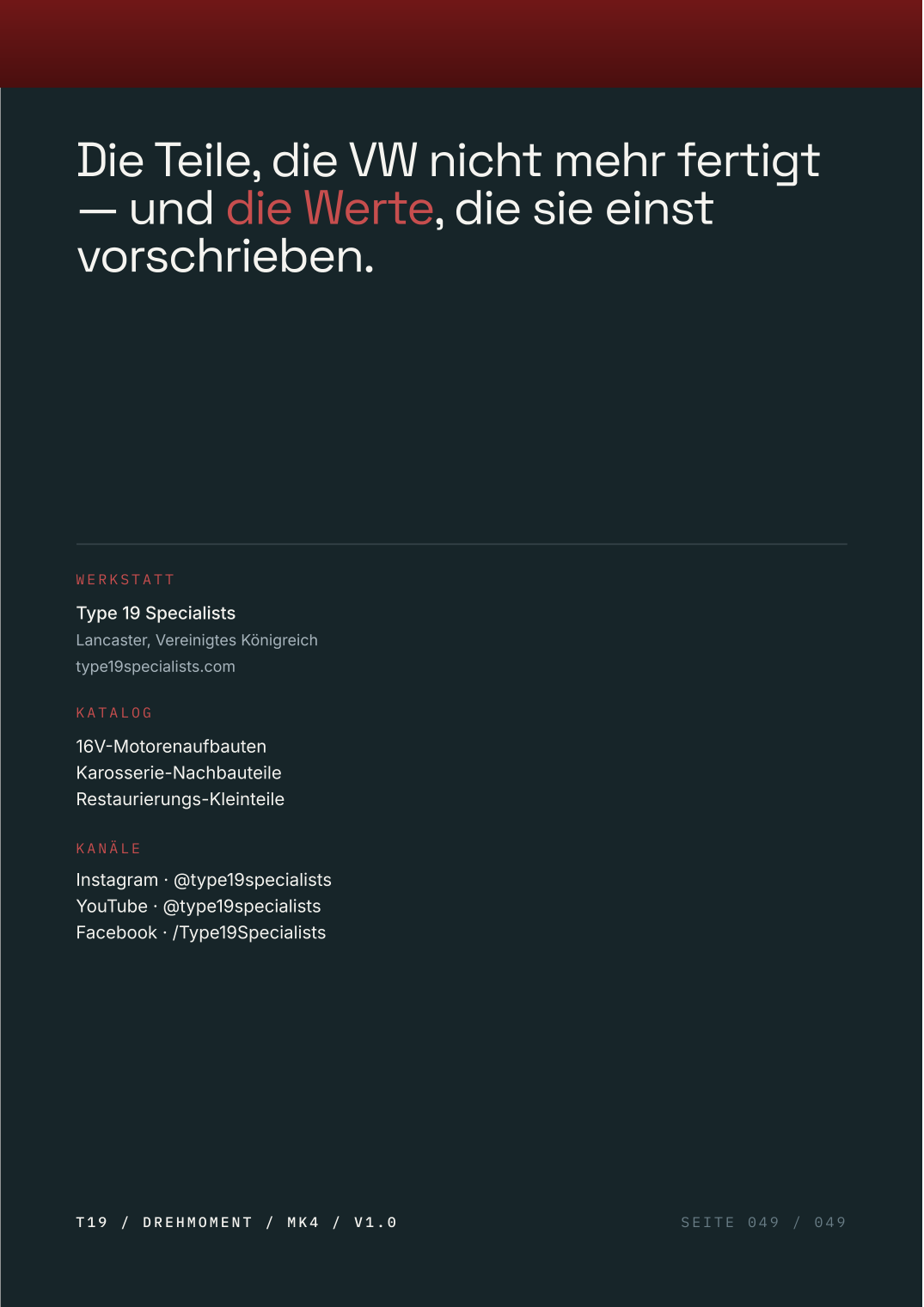 Mk4 Golf Werks-Drehmoment-Referenz — Rückseite