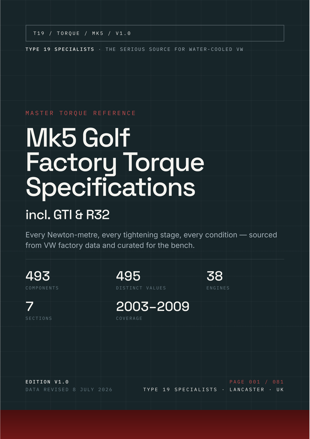 Mk5 Golf Master Torque Reference — cover