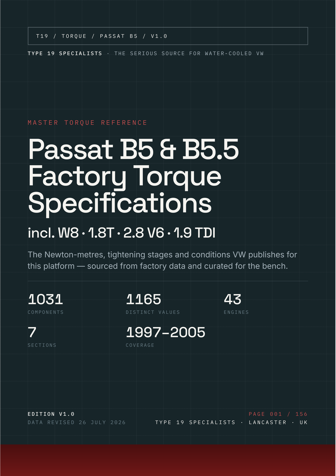 Passat B5 & B5.5 Master Torque Reference — cover