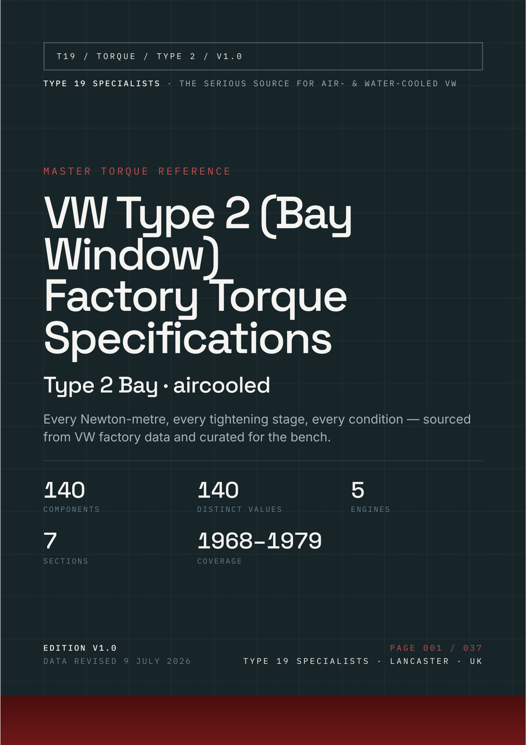 Type 2 Bay Window Master Torque Reference — cover (Type 19 Specialists)